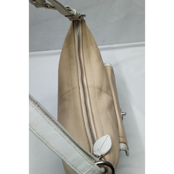 Coach Penelope Beige Pebbled Leather Turnlock Front Pocket Zipper Shoulder Bag - Picture 8 of 16